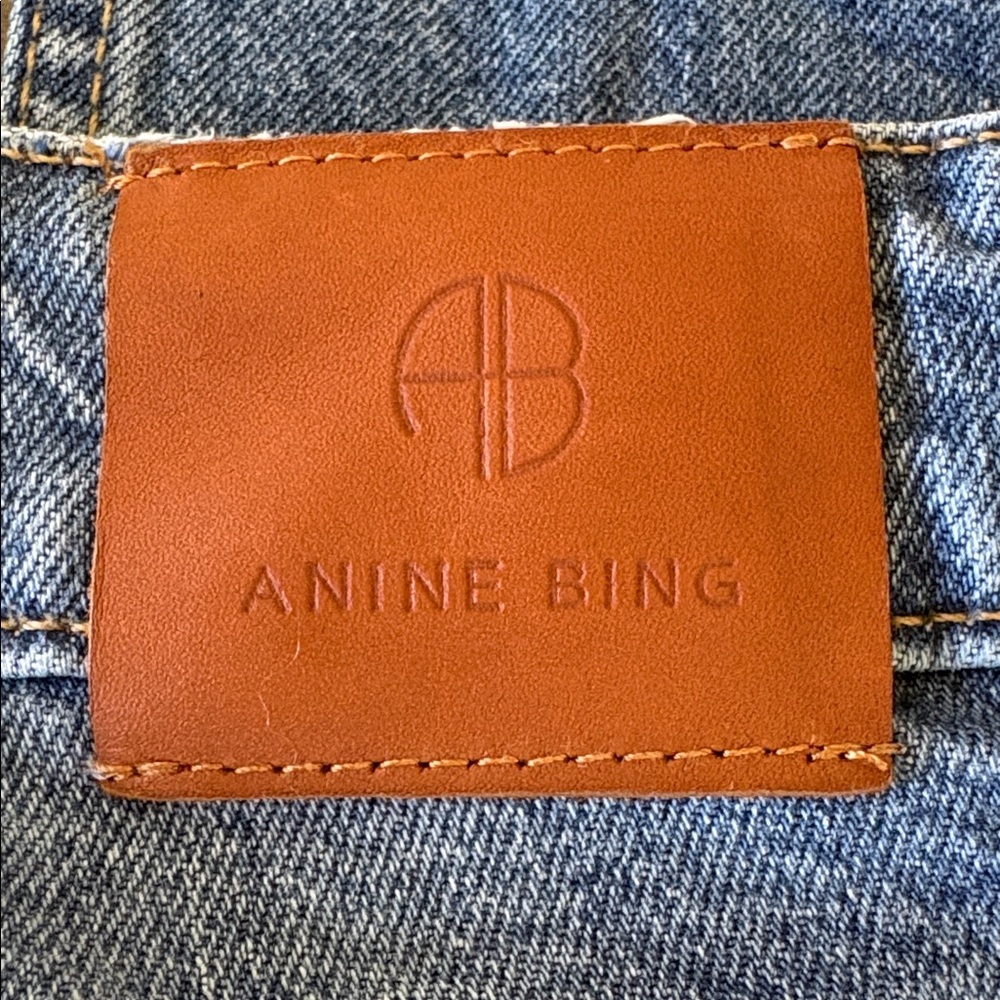 Anine Bing Distressed Button Fly Blue Flare Jeans Size 27 - Picture 5 of 16